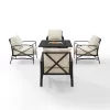 Kaplan 5pc Outdoor Conversation Set With Dante Fire Table & 4 Arm Chairs - Oatmeal - Crosley