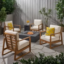 Belgian 6pc Acacia Wood Fire Conversation Set - Christopher Knight Home -Outdoor Comfort Deals Store GUEST c44227d6 c878 4129 a2e5 e4cc301e3b40