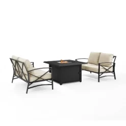 Kaplan 3pc Outdoor Conversation Set With Fire Table & 2 Loveseats - Oatmeal - Crosley -Outdoor Comfort Deals Store GUEST c58d166e 243f 4ea0 a7ea c030d4777e77