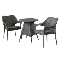 Ceylon 3pc Wicker Patio Bistro Set - Gray - Christopher Knight Home