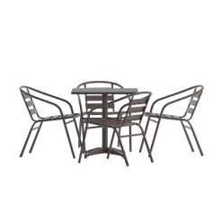 Emma And Oliver 27.5'' Square Aluminum Indoor-Outdoor Table Set With 4 Slat Back Chairs 24 Emma And Oliver 27.5'' Square Aluminum Indoor-Outdoor Table Set With 4 Slat Back Chairs -Outdoor Comfort Deals Store GUEST c61563dd 4f15 4061 af06 d81d9cd4665e