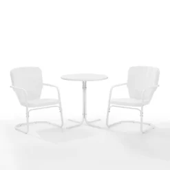 Ridgeland 3pc Outdoor Bistro Set With Table & 2 Chairs - White - Crosley