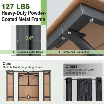 Costway 6FT Picnic Table Bench Set Outdoor HDPE Heavy-Duty Table For 6-8 Person Brown/Grey 5 Costway 6FT Picnic Table Bench Set Outdoor HDPE Heavy-Duty Table For 6-8 Person Brown/Grey - Image 5