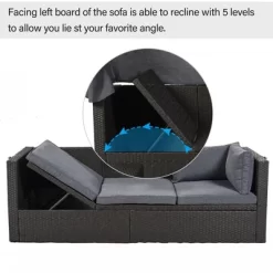 Outdoor Patio Rectangle Rattan Daybed With Retractable Canopy, Cushions And Lifting Table-ModernLuxe -Outdoor Comfort Deals Store GUEST c6c94dbc bd88 47d7 918e 9513be6fb5c0