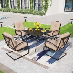 Captiva Designs 5pc Patio Dining Set With Square Table & 4 Metal Spring Motion Chairs -Outdoor Comfort Deals Store GUEST c6eee9be 4a70 4913 94f9 1760dceb395e