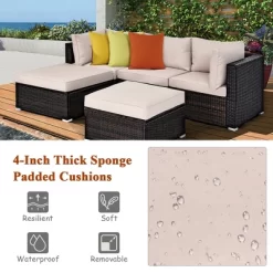 Costway 5PCS Patio Rattan Furniture Set Ottoman Table Beige -Outdoor Comfort Deals Store GUEST c6efe498 3fc0 4837 8781 858c041ee502
