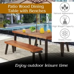 Costway 3 Pieces Picnic Table Set Acacia Wood Table Bench With Steel Legs Outdoor Patio 14 Costway 3 Pieces Picnic Table Set Acacia Wood Table Bench With Steel Legs Outdoor Patio -Outdoor Comfort Deals Store GUEST c76592de e98a 4121 8146 dc9d1e770e0f