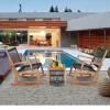 Costway 3pcs Patio Acacia Wood Bistro Table Rocking Chair Set All-Weather Rope Outdoor