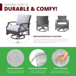 Kinger Home Ethan 5-Piece Rattan Wicker Propane Fire Pit Set With An Aluminum Frame -Outdoor Comfort Deals Store GUEST c807b4bb 1c9c 470a 9310 766d5119ab27