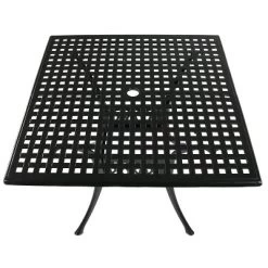 Sunnydaze Decor Sunnydaze Square Cast Aluminum Outdoor Patio Dining Table With Umbrella Hole, Black -Outdoor Comfort Deals Store GUEST c9d90368 2b9f 468f 9e62 231640f7a784