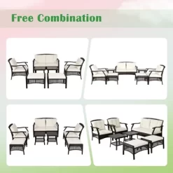 Costway 7PCS Patio Rattan Furniture Set Cushioned Sofas Loveseat Yard W/Waterproof Cover -Outdoor Comfort Deals Store GUEST ca4fcf8c a851 4165 a072 0183616572f1
