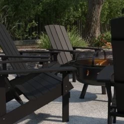 Merrick Lane Ayala 5 Piece Outdoor Leisure Set With Set Of 4 Poly Resin Adirondack Chairs And Star And Moon Iron Fire Pit -Outdoor Comfort Deals Store GUEST ca896a55 fd94 4bb9 963c 4b56c5a4ec3c