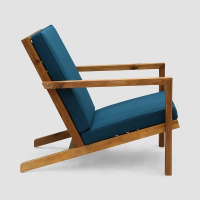 Leah 3pc Acacia Wood Chat Set - Brown/Dark Teal - Christopher Knight Home 3 Leah 3pc Acacia Wood Chat Set - Brown/Dark Teal - Christopher Knight Home - Image 3