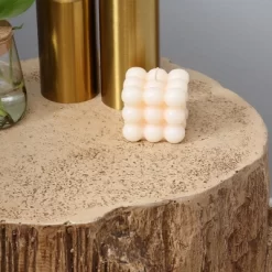 HOMCOM Tree Stump Stool, Decorative Side Table With Round Tabletop, Concrete End Table With Wood Grain Finish, For Indoors And Outdoors, Natural -Outdoor Comfort Deals Store GUEST cb57c455 ea86 48e4 913e 2e2bc3e3a3cf