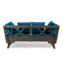 Ottavio Outdoor Acacia Wood Expandable Daybed With Cushions - Dark Teal/Gray - Christopher Knight Home -Outdoor Comfort Deals Store GUEST cb94bace 5b73 4263 9f82 e5df208c4ccd