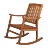 Perry Classic Slat-Back Acacia Wood Patio Outdoor Rocking Chair - JONATHAN Y