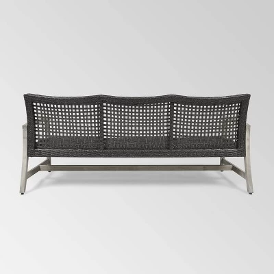 Hampton Wood & Wicker Sofa - Light Gray/Black - Christopher Knight Home 4 Hampton Wood & Wicker Sofa - Light Gray/Black - Christopher Knight Home - Image 4