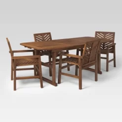 5pc Slatted Extendable Acacia Wood Patio Dining Set - Saracina Home -Outdoor Comfort Deals Store GUEST cc50b929 1d11 42ba bbdf 3a0193ac6925
