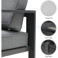 3-Seat Outdoor Patio Sofa Couch Chair Patio Aluminum 5" Thick Cushions (Grey) 9 3-Seat Outdoor Patio Sofa Couch Chair Patio Aluminum 5" Thick Cushions (Grey) -Outdoor Comfort Deals Store GUEST cc5c0783 49d3 4753 af31 e57a1ef1503f