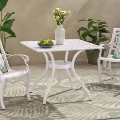 Phoenix Square Cast Aluminum Dining Table - White - Christopher Knight Home -Outdoor Comfort Deals Store GUEST cd47ed74 3f83 498e 89d3 5e5019843cdc