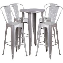 Flash Furniture Commercial Grade 24" Round Metal Indoor-Outdoor Bar Table Set With 4 Cafe Stools -Outdoor Comfort Deals Store GUEST cd9f2442 f249 4427 a2cd 24e1a04a6f7d