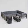 Malawi 10pc Acacia UShaped Sectional Sofa Set With Fire Pit Gray/Dark Gray - Christopher Knight Home