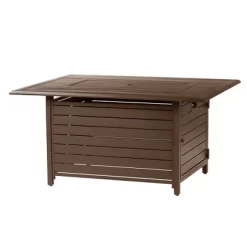 Oakland Living Aluminum Rectangle 48" X 36" 55000 BTUs Propane Outdoor Patio Dining Table With Fire Pit Glass With Two Covers