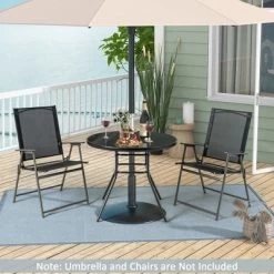 Costway 34 Inch Patio Dining Table Round Tempered Glass Tabletop With 1.5'' Umbrella Hole -Outdoor Comfort Deals Store GUEST cf375f86 6817 47ad b08e 0458d3bbb8da