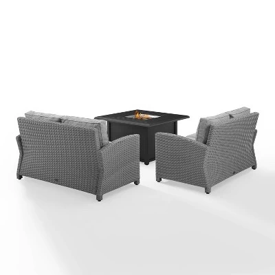 Bradenton 3pc Wicker Loveseat Set With Fire Table - Gray - Crosley 3 Bradenton 3pc Wicker Loveseat Set With Fire Table - Gray - Crosley - Image 3