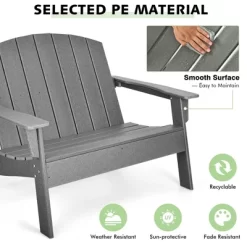 Costway 2PCS Patio Adirondack Chair Loveseat Bench HDPE Weather Resistant Grey -Outdoor Comfort Deals Store GUEST cfde1a1a 29a1 4303 a9cf b1f6e04ae908