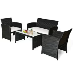 Costway 4PCS Patio Rattan Wicker Furniture Conversation Set Cushioned Sofa Table -Outdoor Comfort Deals Store GUEST cff1a475 6e2e 4a85 b470 4aaf3db35c4c