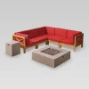 Brava 7pc Acacia Sectional Sofa Set With Fire Pit - Christopher Knight Home