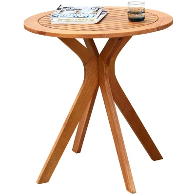 Costway 27'' Outdoor Round Table Solid Wood Coffee Side Bistro Table 1 Costway 27'' Outdoor Round Table Solid Wood Coffee Side Bistro Table