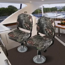 Costway 2-Piece Folding Boat Seat Set With Sponge Padding & Aluminum Hinges Low Back Black