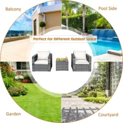 Tangkula 3-Piece Patio Wicker Conversation Set Bistro Rattan Sofa Chair With Washable Cushion -Outdoor Comfort Deals Store GUEST d159ddd0 d1cb 489d 814f ac088e7b1567