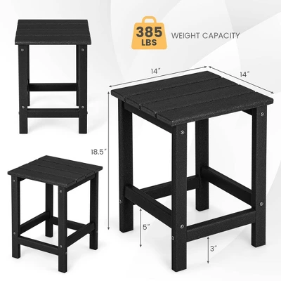 Costway 14'' Patio Adirondack Side End Table HDPE Square Weather Resistant Garden Black/Brown/Grey/White 2 Costway 14'' Patio Adirondack Side End Table HDPE Square Weather Resistant Garden Black/Brown/Grey/White - Image 2