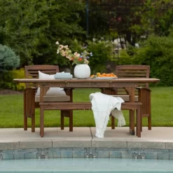 Ravenscroft 4pc Extendable Acacia Wood Outdoor Dining Set - Saracina Home -Outdoor Comfort Deals Store GUEST d1e17e82 6666 4c9e 9100 6baec1df9027