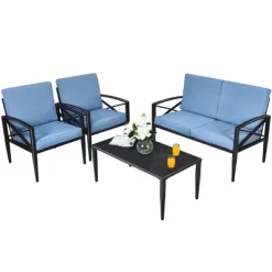 Tangkula 4-Piece Outdoor Aluminum Patio Conversation Set Cushioned Sofa Chair With Coffee Table -Outdoor Comfort Deals Store GUEST d24faba9 aecc 4244 a876 91291b451fc3