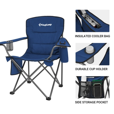 KingCamp Padded Folding Lounge Chairs With Built-In Cupholder, Insulated Cooler Sleeve, And Side Storage Pocket For Indoor & Outdoors, Blue (2 Pack) 3 KingCamp Padded Folding Lounge Chairs With Built-In Cupholder, Insulated Cooler Sleeve, And Side Storage Pocket For Indoor & Outdoors, Blue (2 Pack) - Image 3