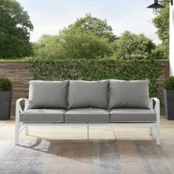Kaplan Outdoor Metal Sofa White With Gray Cushions - Crosley -Outdoor Comfort Deals Store GUEST d37fcd34 2428 4a86 be49 2f5133523318
