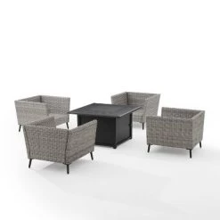 Richland 5pc Outdoor Wicker Conversation Set With Fire Table - Crosley -Outdoor Comfort Deals Store GUEST d396ec57 0831 496b 965a a54a5163eba5