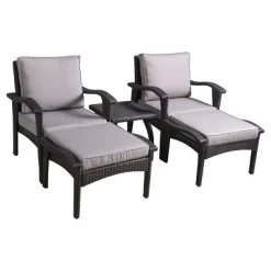 Honolulu 5pc Wicker Patio Seating Set With Cushions - Gray - Christopher Knight Home