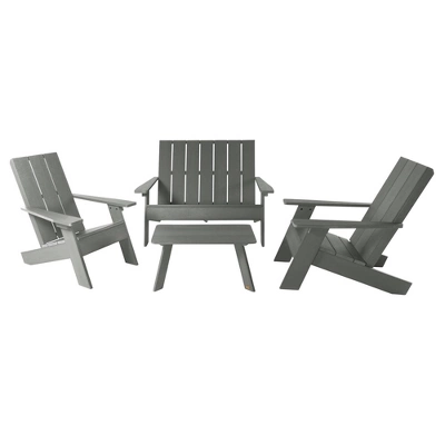 Italica 4pc Outdoor Set With Modern Adirondack Chairs, Double Wide Adirondack Chairs & Table - Highwood 8 Italica 4pc Outdoor Set With Modern Adirondack Chairs, Double Wide Adirondack Chairs & Table - Highwood - Image 8