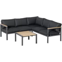 Outsunny 4 Piece Patio Furniture Set, Outdoor L-Shaped Sectional Sofa With 2 Loveseats, 1 Couch Corner, Dining Table, Cushions, Gray 7 Outsunny 4 Piece Patio Furniture Set, Outdoor L-Shaped Sectional Sofa With 2 Loveseats, 1 Couch Corner, Dining Table, Cushions, Gray -Outdoor Comfort Deals Store GUEST d4174932 af34 445c 8ea3 aae166182131