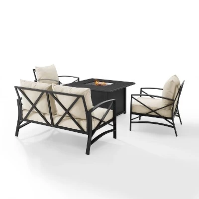 Kaplan 4pc Outdoor Conversation Set With Dante Fire Table - Oatmeal - Crosley 2 Kaplan 4pc Outdoor Conversation Set With Dante Fire Table - Oatmeal - Crosley - Image 2