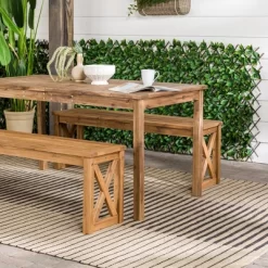 3pc Acacia Wood X Design Outdoor Patio Dining Set - Brown - Saracina Home -Outdoor Comfort Deals Store GUEST d443785c 83db 4334 bf12 a97492ae3d88