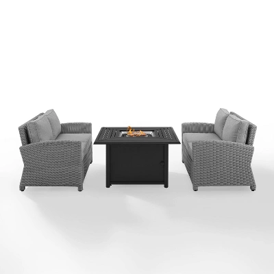 Bradenton 3pc Wicker Loveseat Set With Fire Table - Gray - Crosley 2 Bradenton 3pc Wicker Loveseat Set With Fire Table - Gray - Crosley - Image 2