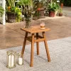 Slatted Chevron Acacia Wood Patio Side Table - Saracina Home