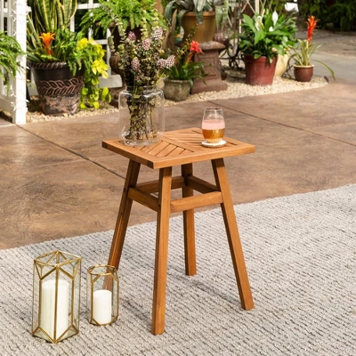 Slatted Chevron Acacia Wood Patio Side Table - Saracina Home 1 Slatted Chevron Acacia Wood Patio Side Table - Saracina Home