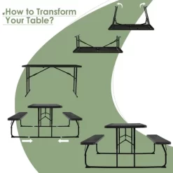 Costway Folding Picnic Table & Bench Set For Camping BBQ W/ Steel Frame White/Balck -Outdoor Comfort Deals Store GUEST d48b725c a306 49b8 b6bf 391694b0bc11